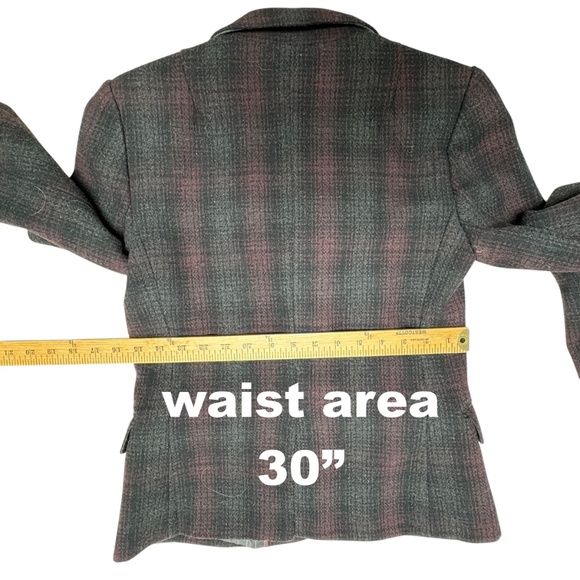 jacket blazer BANANA REPUBLIC XS/S cropped plaid wool blend classic boho indie - Picture 9 of 15
